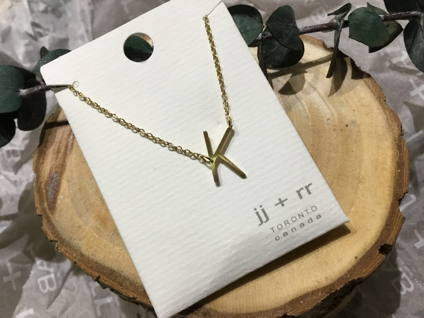 jj+rr - Monogram Asymmetrical Initial Necklace Stainless Steel ea